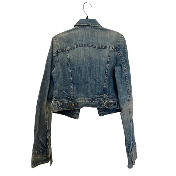 Abercrombie & Fitch Womens Medium Cropped Blue Denim Jacket - Picture 2 of 9